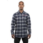 Burnside Men's Plaid Flannel Shirt<BR><BR>LARGE<BR>Navy • Red imprint